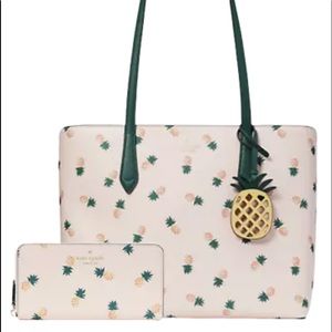 Kate Spade Marlee Pineapple Shoulder Tote Bag Purse & Matching Wallet Set